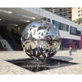 Urban sculpture high polished stainless steel hollow sphere metal sphere